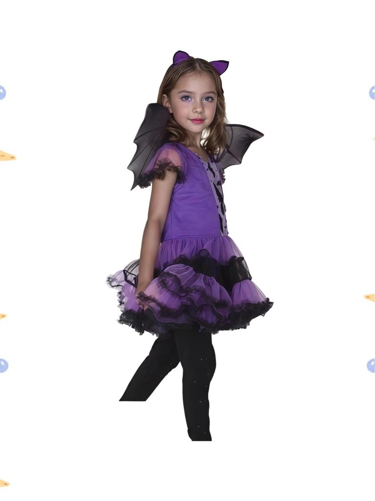 Purple Bat Girl Witch Costume - Children's Halloween Cosplay Outfit