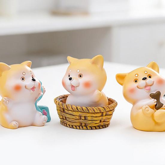 Mini Resin Dog Figurine Cartoon Puppy Statue Tiny Dog Cake Topper