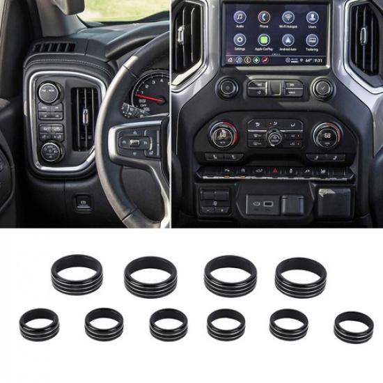 10X Dash Console AC Radio Switch Control Knob Trim Ring For Chevy Silverado 19+