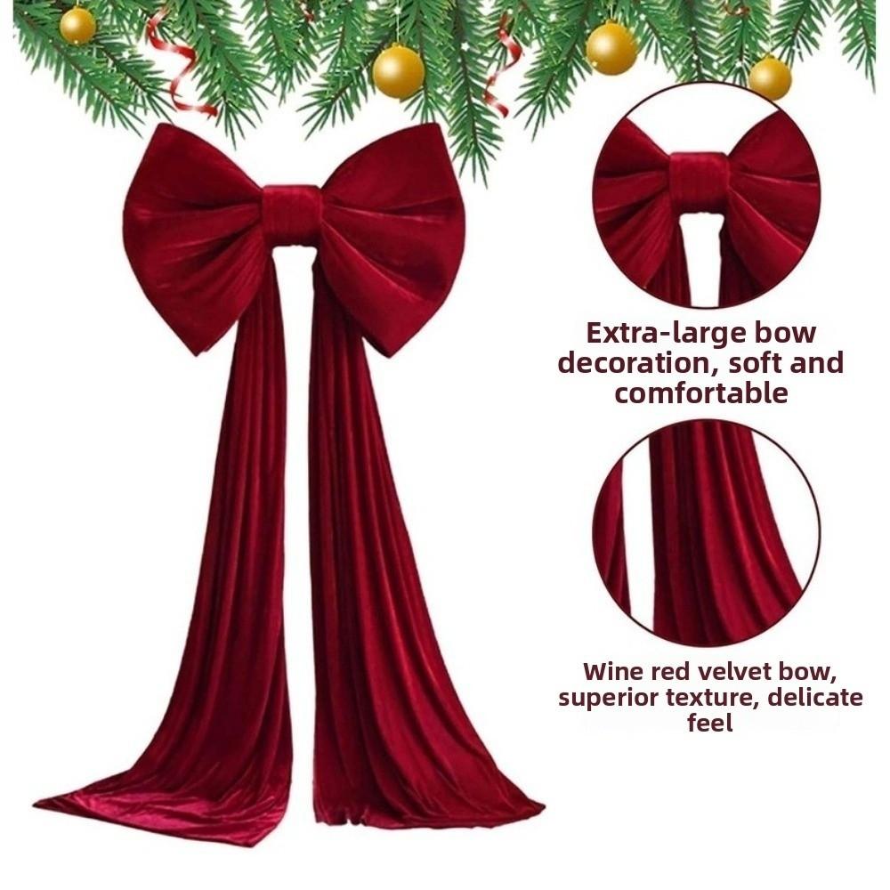 Solid Color Christmas Tree Topper Bow Long Streamers Tree Bow with Long Tails Wedding Decoration