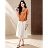 D.F.DEAR 2026 Summer Pleated Shirt & Textured A-Line Skirt Set