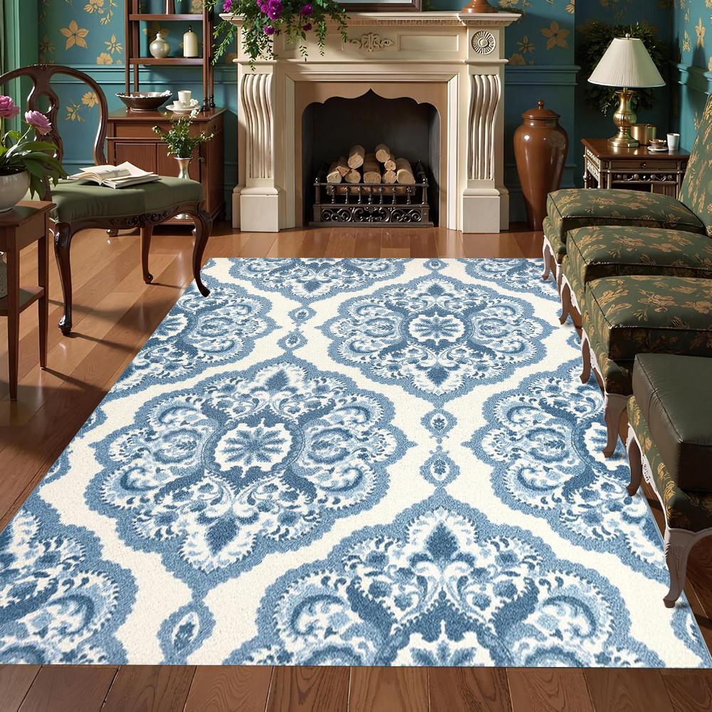 

Bohemian Style Geometric Flowers Print Carpet Retro Trendy Home Decor Rug Non-Slip Living Room Bedroom Kitchen Decor Floor Mat 40x60cm