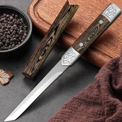 1 Stück Camping Outdoor Tragbares kleines gerades Messer Hohe Härte Edelstahl Obstmesser Nachahmung Holzmaserung Griff