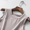 2024 Women's Summer Cotton Cycling Vest: European & American Style, Solid Color, Wide Strap, Short Cropped Tank Top