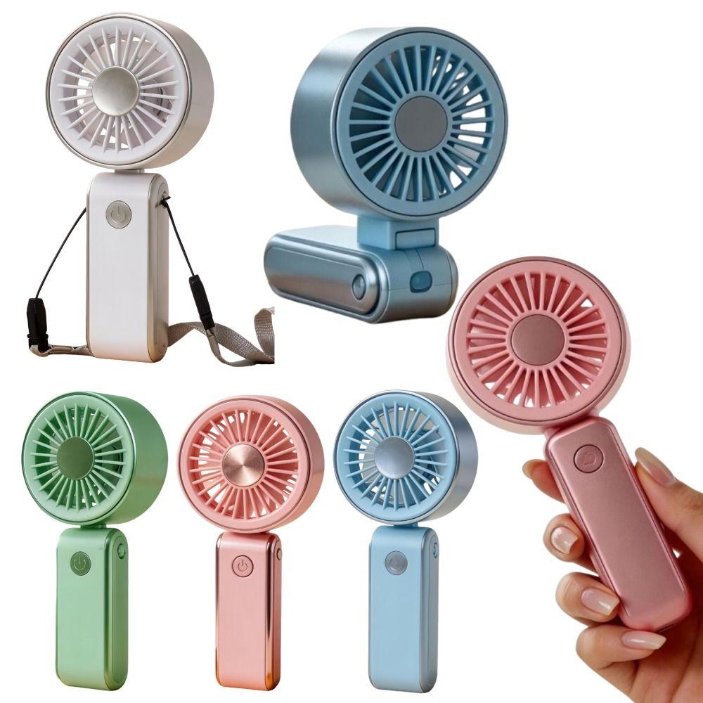 Foldable Handheld Mini Fan 3 Speeds Neck Hanging Small Fan Personal Cooling Fan  Desktop Use
