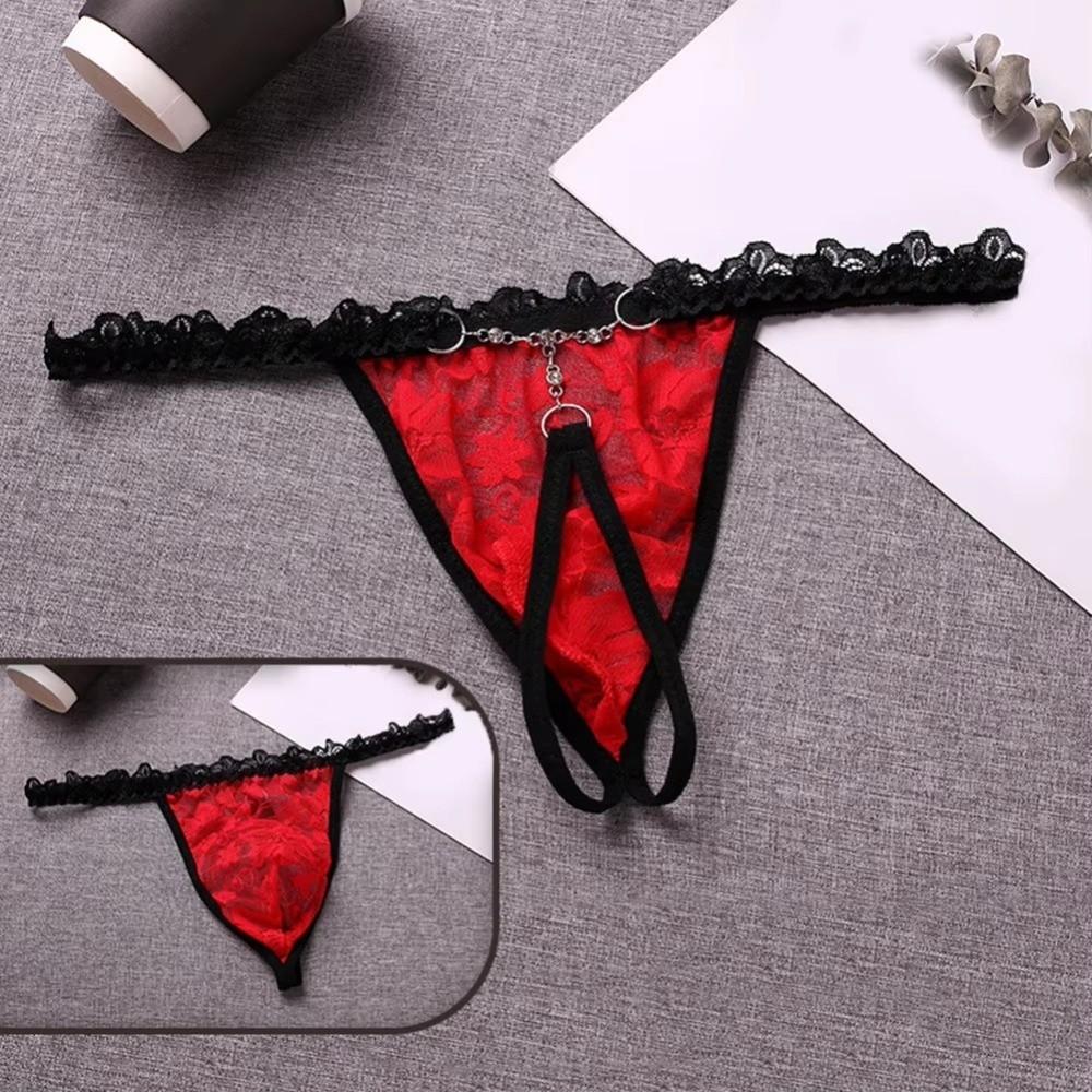 Hollow Out Men Underwear Transparent Triangle Panties Simple Men's Thong Exotic