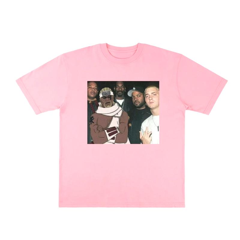 

2025 Autumn and Winter Heavy Pure Cotton Tide Brand Animation and Real People Linkage Printing T-shirt Men s and Women s T-shirt 4XL