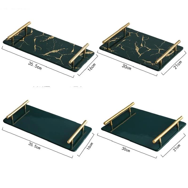 Imitation marble textured ceramic tray Skincare products, jewelry storage tray Dressing table storage ornaments Bathroom tray