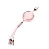 Silicone Retractable 3-in-1 Charging Cable with Logo - Universal Mobile Promotion Gift