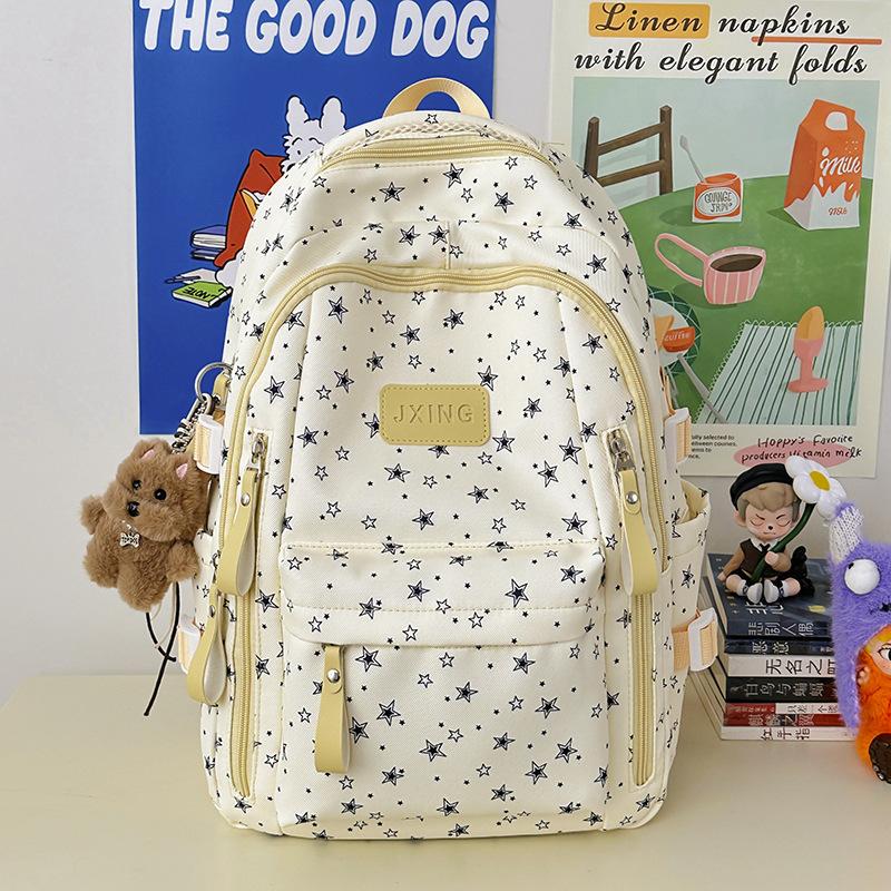 Schoolbag Schoolbag Japanese Ins New High-value Fresh and Sweet Star Backpack for Junior High School Students Casual and Lightweight Backpack
