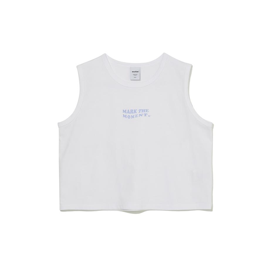 Mark M Women S Wave Slogan Sleeveless Crop T-Shirt (Miibc8856) Bll/S