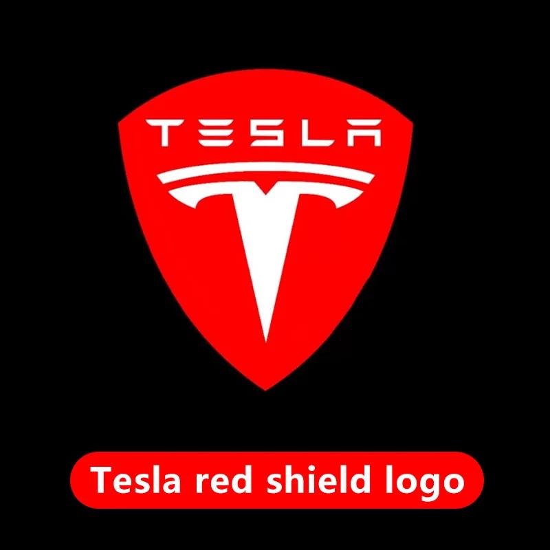Car Sticker 2025 New Tesla 2pcs For Tesla Model Y 3 S X Door LED Logo Projector Puddle Light Super Bright Welcome Light Laser Sh