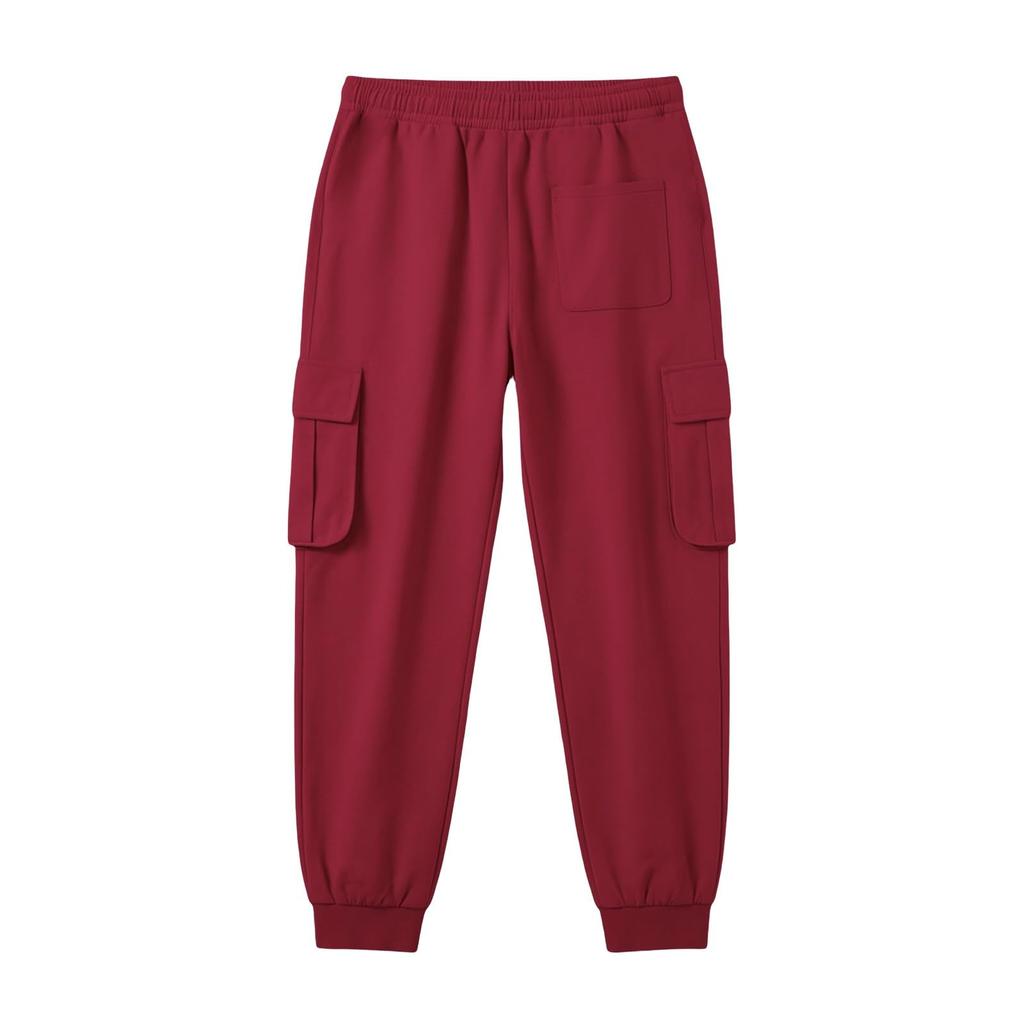 Men's Casual Color Loose Fit Wide Leg Sweatpants with Elastic Waistband and Cuffed