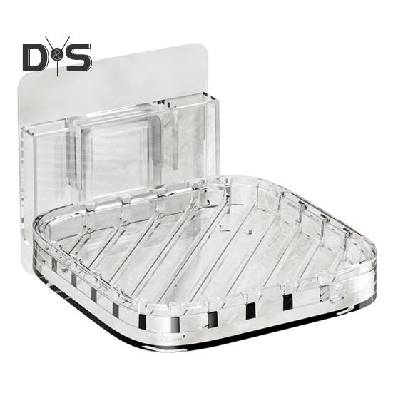 Nástěnný box na mýdlo s odnímatelnou odtokovou vaničkou Silná nosná samolepicí Stojan na mýdlové misky se snadnou instalací