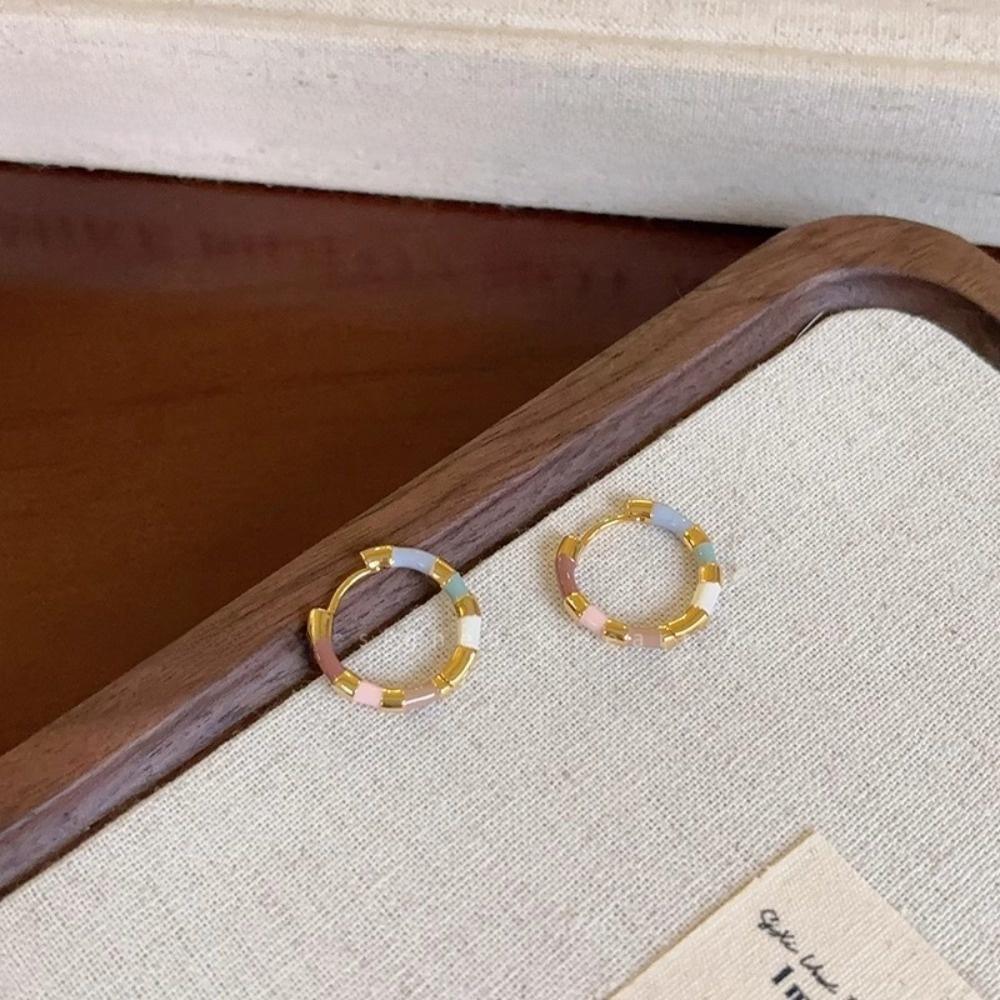 Gold Color Metal Round Earrings Round Hoop Hoop Earrings New Mini Hoop Earrings  For Women