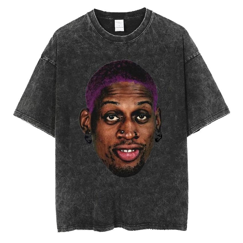 New Arrival Mens Clothes Washed Tee Shirt TShirts Men Tshirt for Men Ropa Hombre Dennis Rodman Classic Rare Black Homage