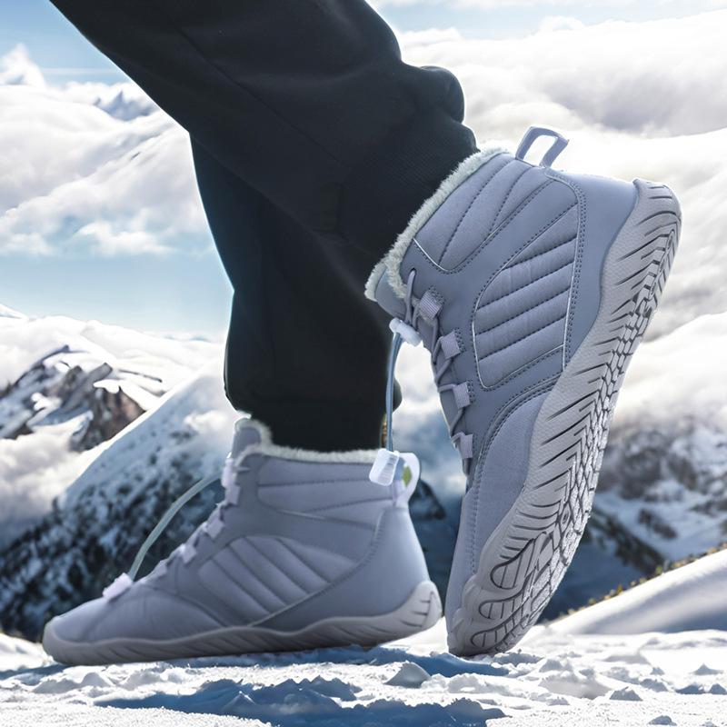 Winter Outdoor Waterproof Cotton Shoes, Piled and Thickened Warm Men's Mountaineering Snow Boots, Non-slip and Wear-resistant Men's and Women's