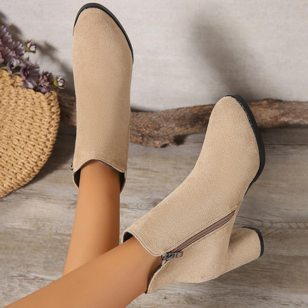 Botines de Moda para Mujer 2025 Nueva Moda Zapatos de Tacón Alto Mujer Botas Retro Cómodas para Exterior Mujer Botines de Punta de Tacón Medio para Señoras