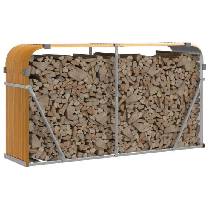 Porte-bûches - VIDAXL - 180x45x100 cm - Acier galvanisé - Marron clair