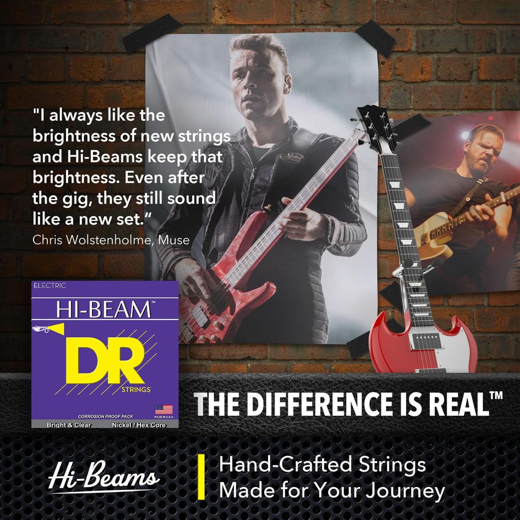 DR Strings Electric Guitar MTR-10 Strings, HI-BEAM Nickel, .010-.046