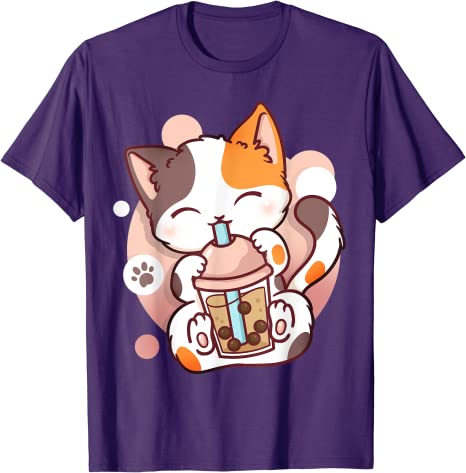 Cat Boba Tea BubbleTea Kawaii Anime Japanese Neko Girl Teen TShirt Y2k Cute Cartoon Unisexga Graphic Clothes Novelty Personality