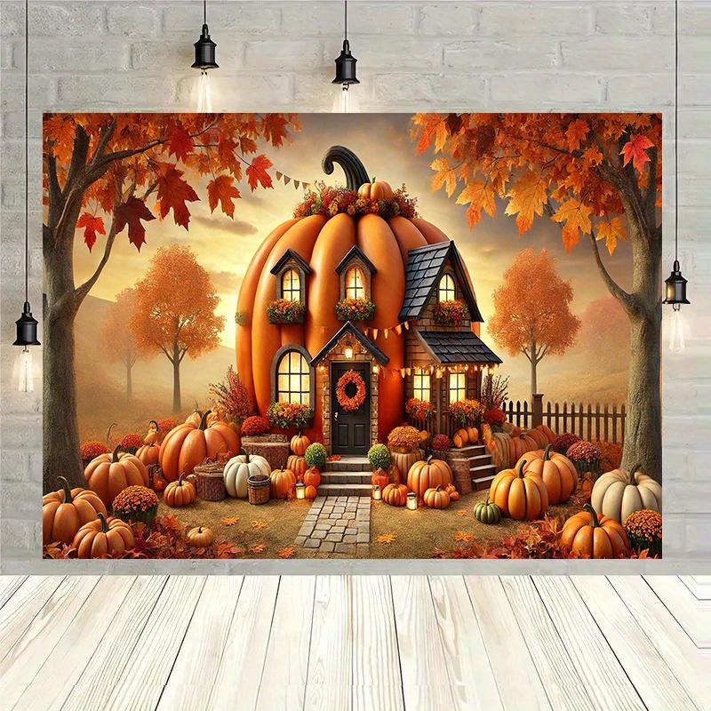 1 Piece Thanksgiving Pumpkin House Banner Holiday Design | Durable Decoration Halloween Decoration