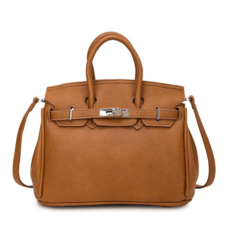 Lyxig handväska med litchi-korn: Stilfull, Mångsidig, Enaxlad & Crossbody Damväska