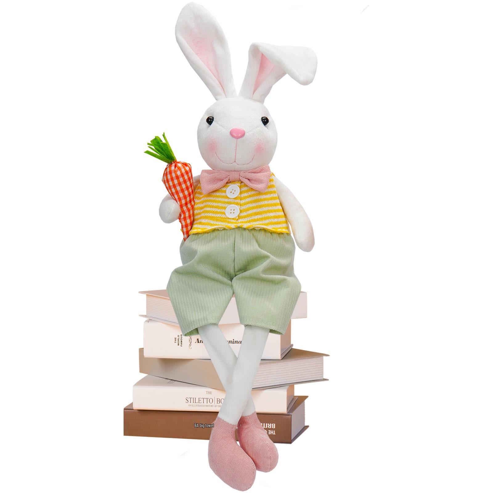 New Easter Bunny Doll with Radish & Flower Basket – Cute Festive Decoration