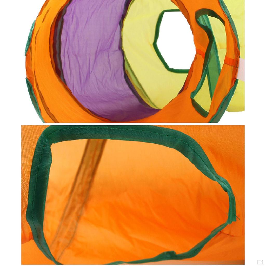 with 2 Entrances Pet Cat Tunnel Tube Toy Foldable L Shaped Rainbow Color Bed House Flexible Tent