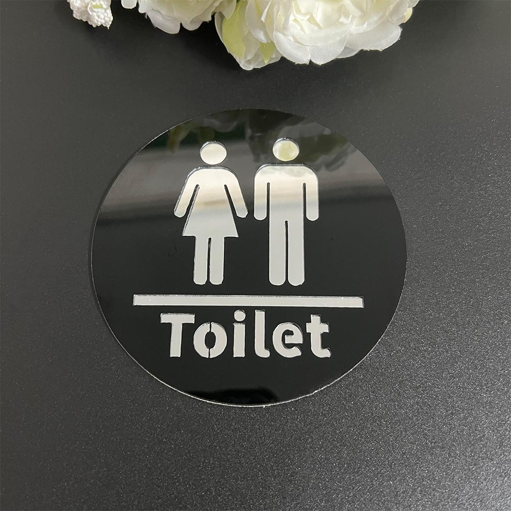 Bathroom Sign Acrylic Mirror Wall Sticker WC Toilet Entrance Signs Self Adhesive Wall Sticker Men Women Door Sticker for Hotel