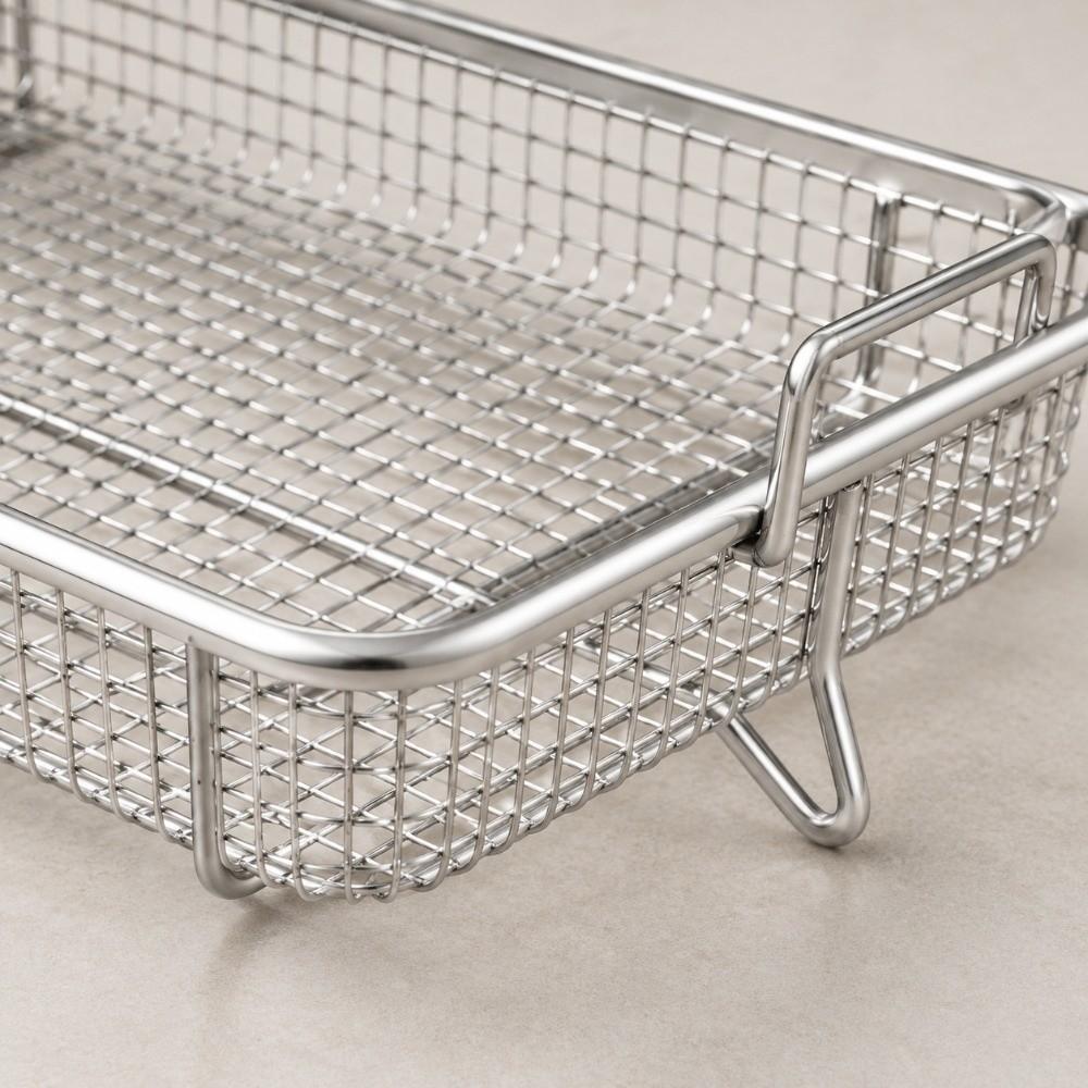 Stainless Steel Air Fryer Basket for Oven Even Heating Mesh Baking Tray Dishwasher Safe
