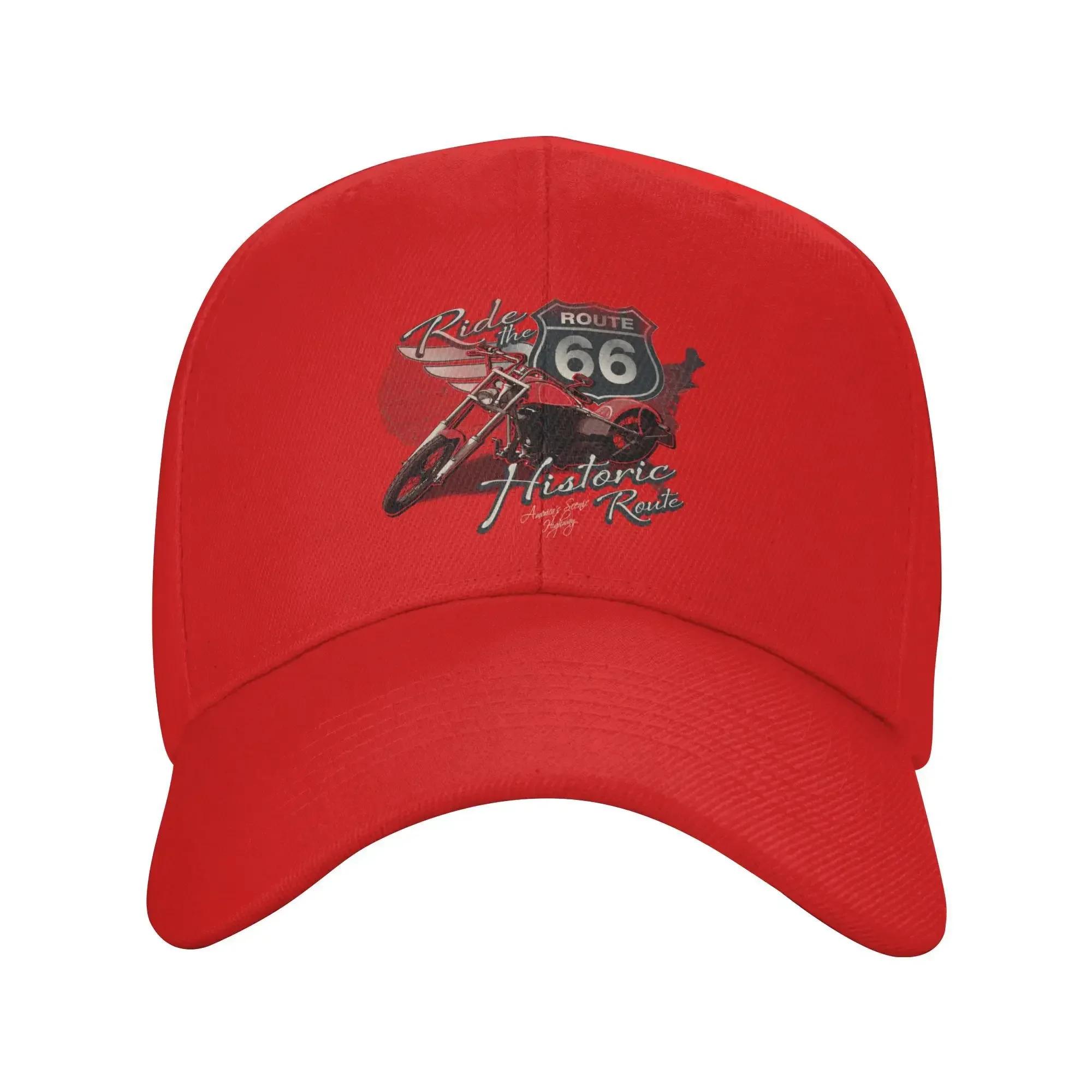 Custom Travel Motorcycle Ride Route 66 Baseball Cap Men Women Adjustable USA Numbered Highways Dad Hat Sports One Size