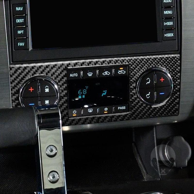 For Hummer H2 2008 2009 Real Carbon Fiber Stickers Central Air Conditioner Adjustment Panel Car Accessories Interior Decorative