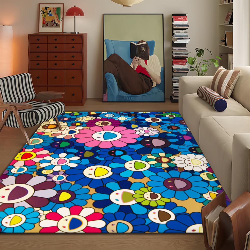 Fashion M-Murakamis Art T-Takashi Door Mat Bath Microfiber Decorative Versatile Flannel Floor Quick Dry Absorbent Non-slip Sole