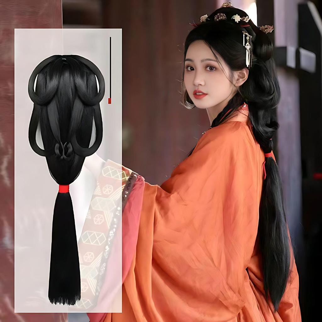 Wei Jin Style Hanfu Headdress Wig Bun with Hair Accessories