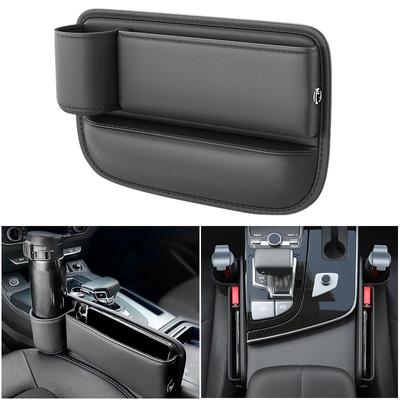 Univerzální kožený organizér do autosedačky, boční úložný box do konzole s držákem na pohárky, úložný box do štěrbin sedadla na klíče, peněženku