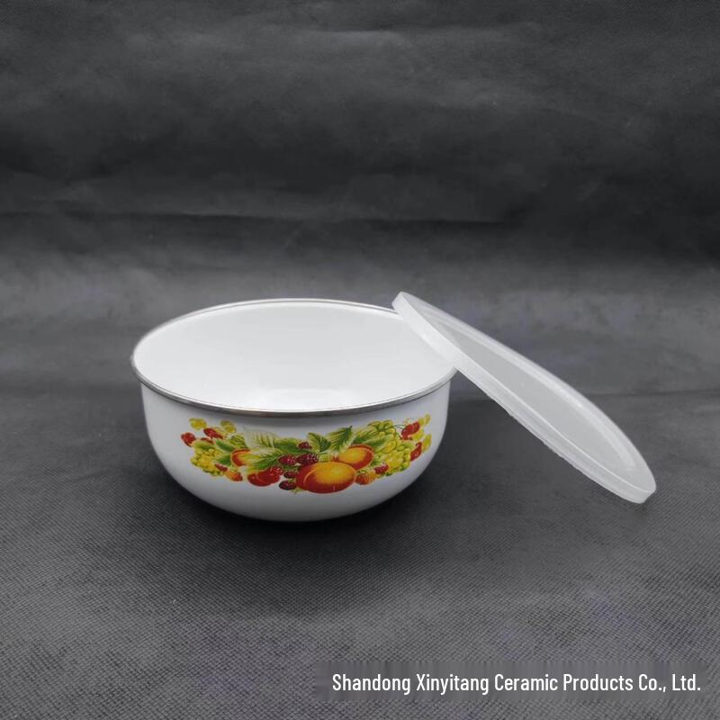 ZISIZ Enamel Food Storage Bowl with Lid