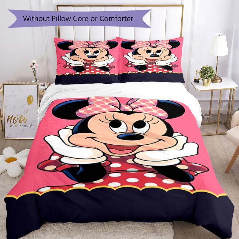3pcs Minnie Bedding Set Duvet Cover Closure Includes 1 Duvet Cover & 2 Pillowcases, Soft and Comfortable for All Seasons.
