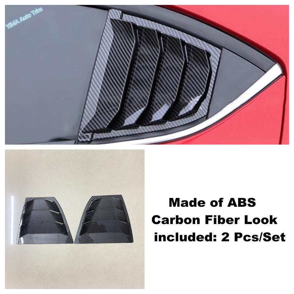 Car Rear Window Side Vent Shutter Louver Cover Trim For Mazda 3 Sedan 2014 - 2018 ABS Carbon Fiber Black Exterior Accessories