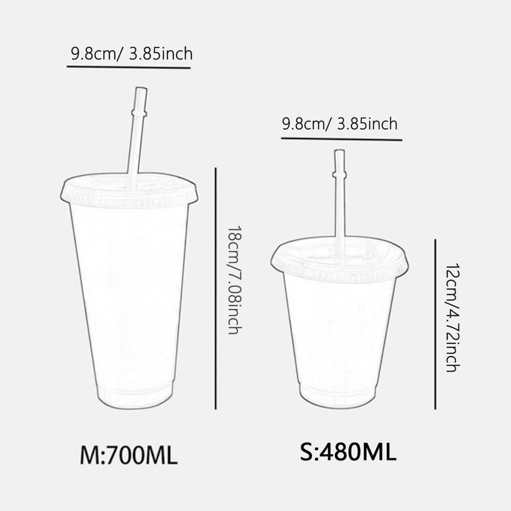 1pc milk tea cup frosted transparent PP cartoon plastic straw cup single-layer transparent plastic coffee straw cup
