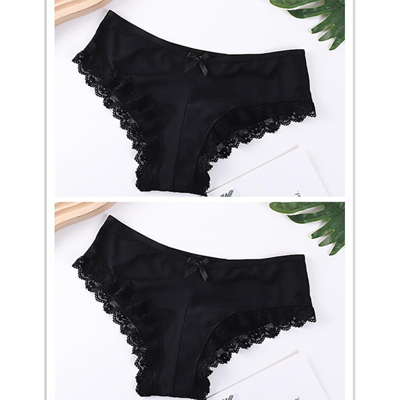 2pcs/lot Crossed Triangle Panties for Women's Sexy Lace Edge Pantie Mid Waist Bow Women Underwear