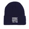 MONDAY HATES YOU TOO" Warm Knit Cap Beanie, White Text Man Cap Stretchy Candy Color Solid Color Gorro Knitted Hat Beanie