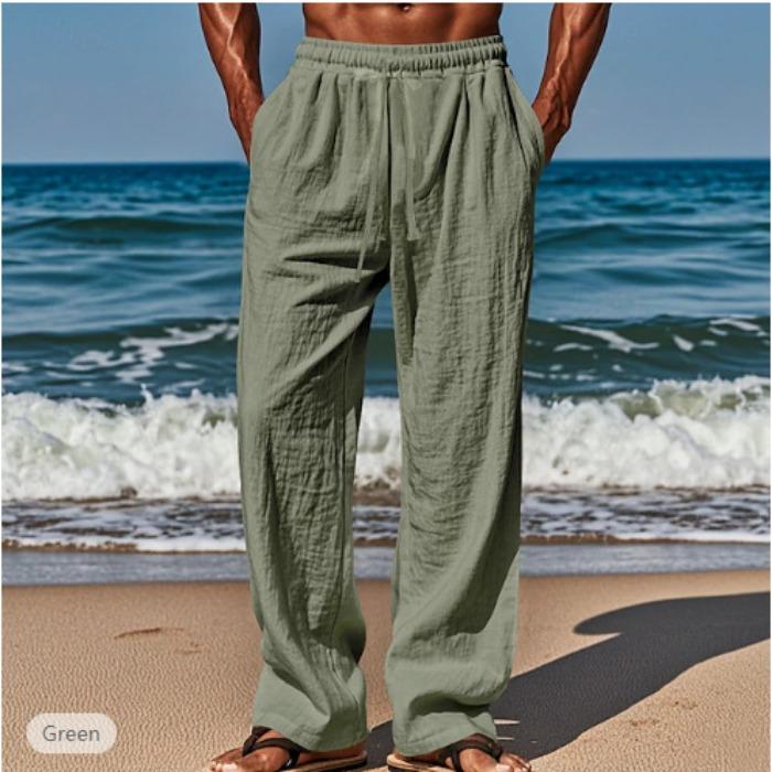 Hawaiisk sommer Herrebukser fritid lomme snøring elastisk midje ensfarget komfortabel og pustende
