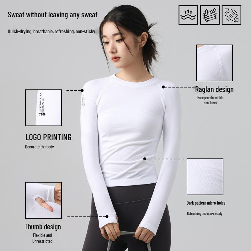 Women's Quick-Dry Long Sleeve Yoga Top for Outdoor Cycling and Running in Autumn/Winter