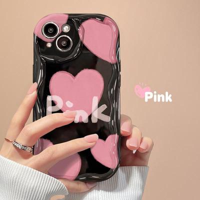 Rozmazane Różowe Love Silikonowe Etui na iPhone 11/12/13/14 i 16 Pro Max