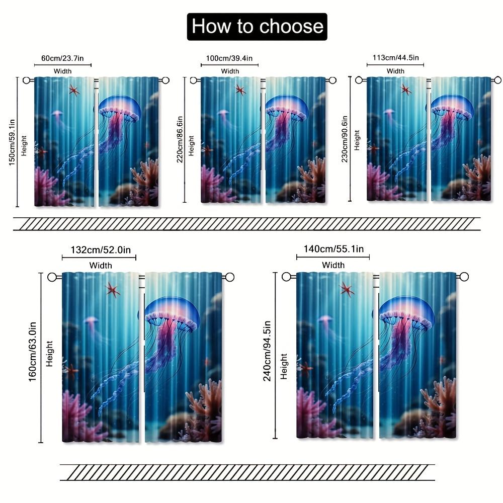 2pcs Mermaid Party Window Curtains   Rod Pocket Style   Semi-Sheer Polyester Pongee Decorative Panels for Living Room   Kitchen   Be