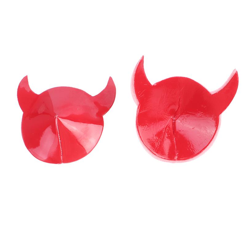 1 Pair Paste Breast Stickers Horn Stickers Disposable Self-Adhesive Cloth Breast Pasties Pad Nipple Cover Bra Sexy Devil Nipple Stickers