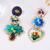 Vintage Artistic Creative Design Alloy Drop Oil Palm Tree Flower Drop Earrings For Women  Banquet Party Jewelry Gifts