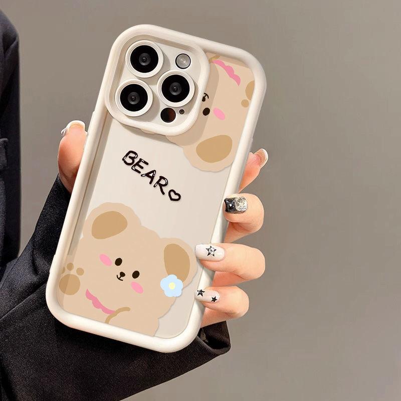 Flower bear for iPhone17PorMax mobile phone case 17 Apple 16 matte 14/15 cute soft case