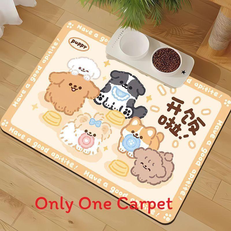 Cute Animal Silicone Diatomite Spillproof Pet Feeding Mat For Dining And Feeding